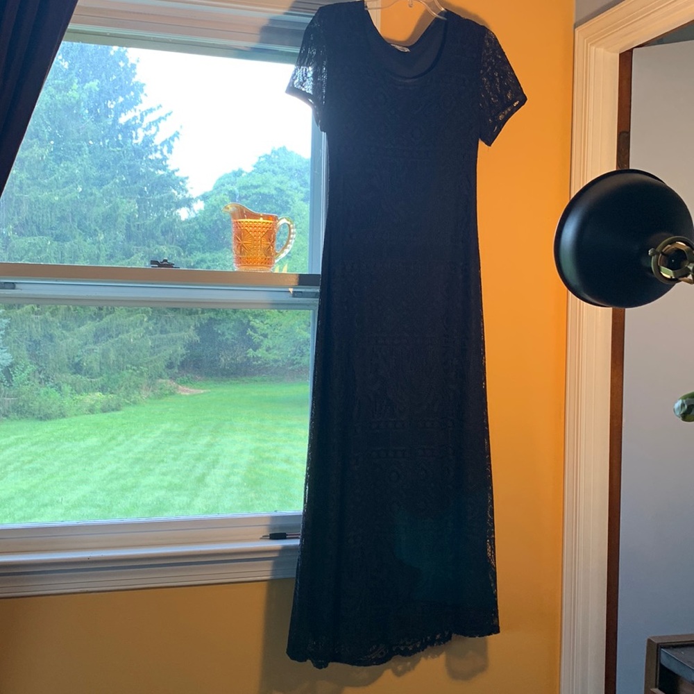 Long black knitted dress vintage size 12